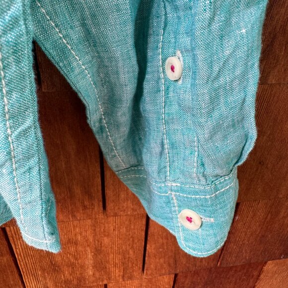 EUC Tommy Bahama Teal Green Long Sleeve Linen Button Down Shirt in Men's X-Large - Picture 5 of 10